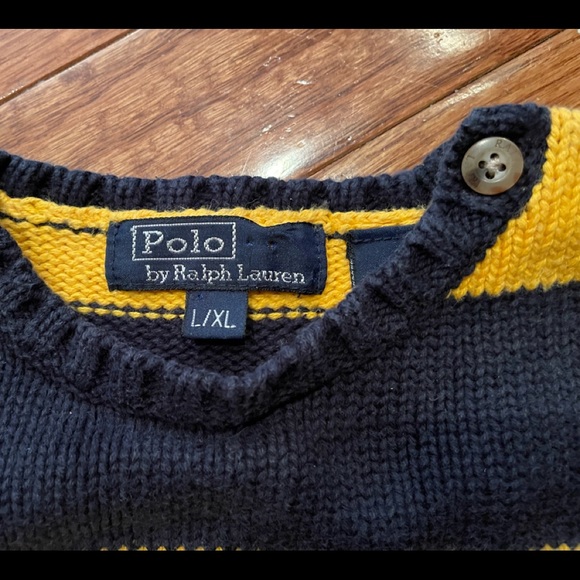 Polo Ralph Lauren kids size L/XL navy Blue & Yellow child pit to pit 12 inches - Picture 7 of 10